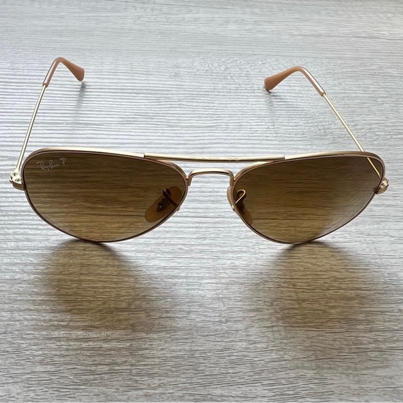 Brown/Gold Ray Ban Aviator Gradient/Polarized for $130 - Picture 2 of 3